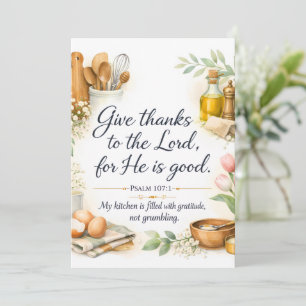 Psalm 107:1 Bijbelvers, Joodse Keuken Decoratie, K Feestdagenkaart