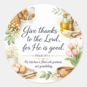 Psalm 107:1 Bijbelvers, Messiaanse Joodse Decorati Ronde Sticker