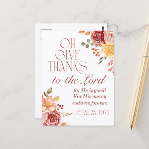 Psalm 107:1 Dank aan de Heer Bloemrijke Herfst  Briefkaart