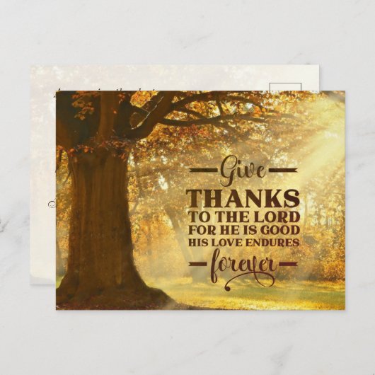 Psalm 107:1 Dank aan de HEER Dankdag Briefkaart (Voorkant / Achterkant)