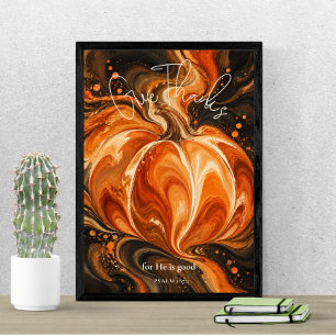 Psalm 107:1 Dank U Christelijk Pompoen Design Poster
