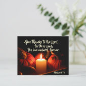 Psalm 107:1 Geef Bedankt aan de Heer, Thanksgiving Feestdagenkaart (Staand voorkant)