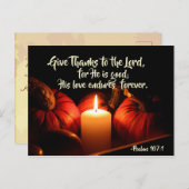 Psalm 107:1 Geef Bedankt aan de Heer, Thanksgiving Feestdagenkaart (Voorkant / Achterkant)