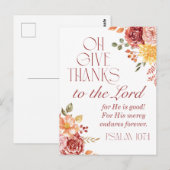 Psalm 107:1 Geef Bedankt aan de Here Floral Herfst Briefkaart (Voorkant / Achterkant)
