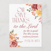 Psalm 107:1 Geef Bedankt aan de Here Floral Herfst Briefkaart (Voorkant)