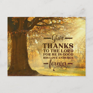 Psalm 107:1 Geef Bedankt aan de Thanksgiving LORD Briefkaart