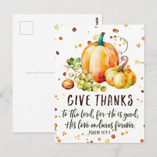 Psalm 107:1, geef het Briefkaart van Bedankt (Voorkant / Achterkant)