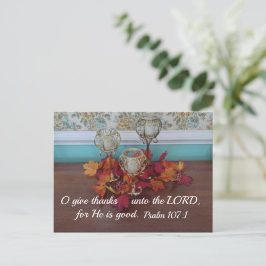 Psalm 107:1 Ik geef bedankt aan de Heere, want Hij Briefkaart (Staand voorkant)