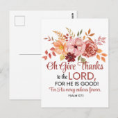 Psalm 107:1 O, dank de Heer Bloemige Herfst Briefkaart (Voorkant / Achterkant)
