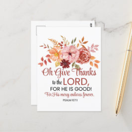 Psalm 107:1 O, dank de Heer Bloemrijke Herfst Briefkaart