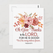 Psalm 107:1 O, dank de Heer Herfstbloemen Briefkaart (Voorkant / Achterkant)