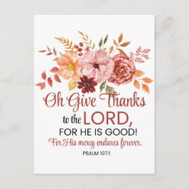 Psalm 107:1 O, dank de Heer Herfstbloemen Briefkaart