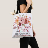 Psalm 107:1 O geef Bedankt aan de Here Floral Herf Tote Bag (Dichtbij)