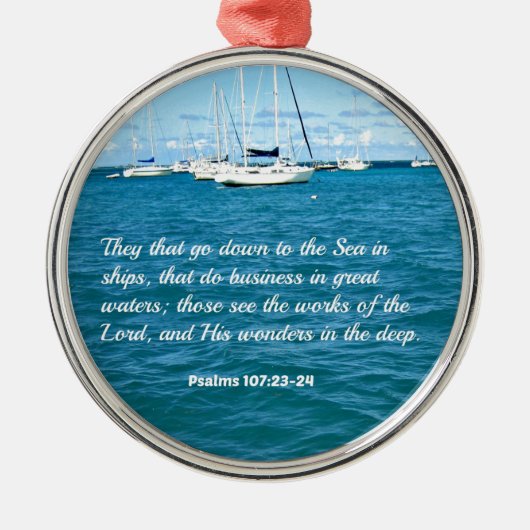 Psalm 107:23-24 Ze die naar het Zee gaan... Metalen Ornament (Voorkant)