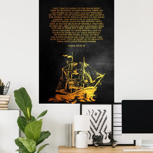 Psalm 107:23-30 Bijbelversie Poster (Thuiskantoor)