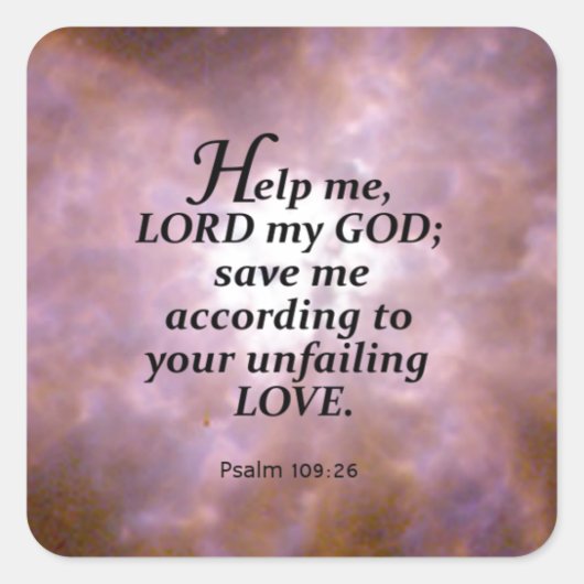 Psalm 109:26 vierkante sticker (Voorkant)