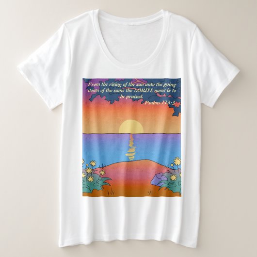 Psalm 113:3 Vrouwen Plus Maat Christelijk T-shirt (Design voorkant)