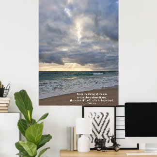 Psalm 113 Zonsondergang boven de oceaan Poster