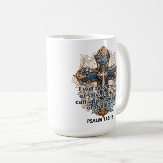 Psalm 116:13 Inspirerend Bijbelvers Koffiemok (Voorkant rechts)