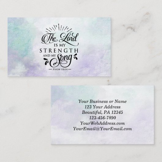 Psalm 118:14 De Heer is mijn Sterkte en mijn Song Visitekaartje (Voorkant / Achterkant)