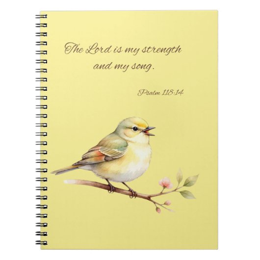Psalm 118:14 Gele Vogel Notitieboek (Voorkant)