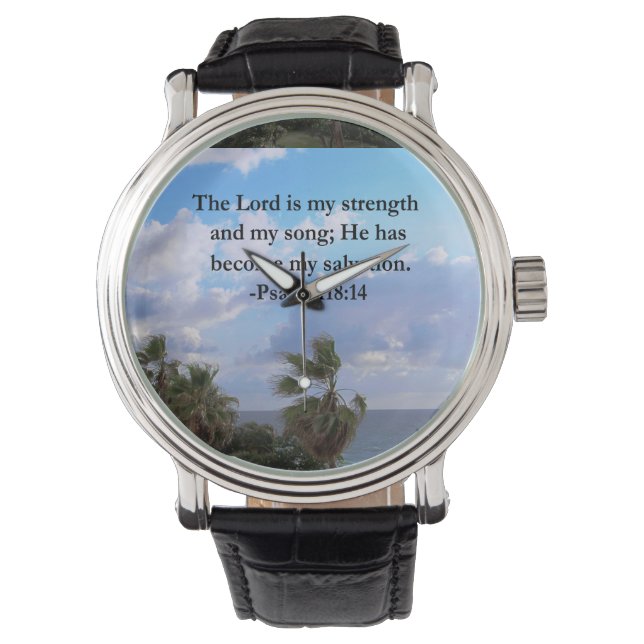 PSALM 118:14 SERENE OCEAAN FOTOONTWERP HORLOGE (Voorkant)