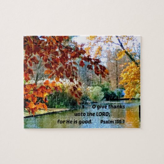 Psalm 118:1 om bedankt te geven aan de Heer voor H Legpuzzel (Horizontaal)