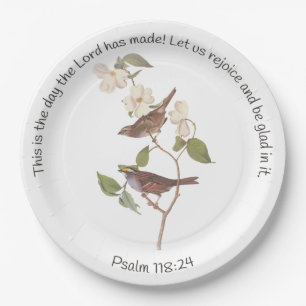 Psalm 118:24 Bijbelvers en Muskuspaar Papieren Bordje