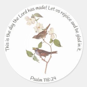 Psalm 118:24 Bijbelvers en Muskuspaar Ronde Sticker