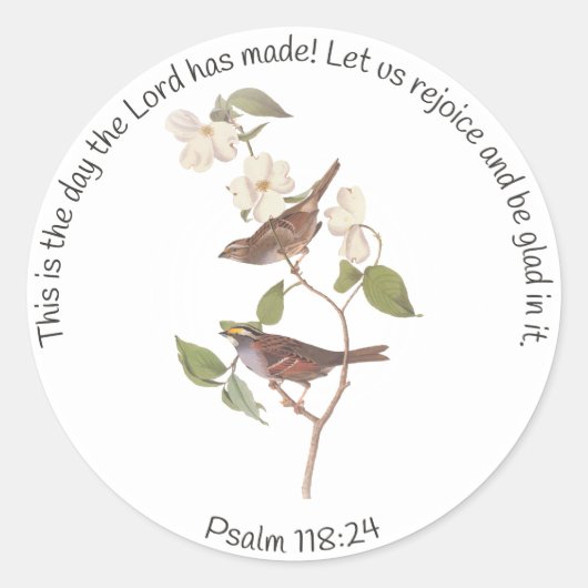 Psalm 118:24 Bijbelvers en Muspaar Ronde Sticker (Voorkant)