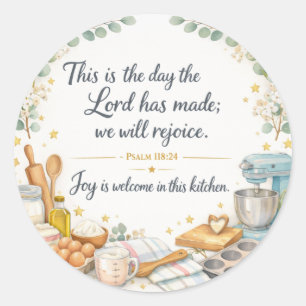 Psalm 118:24 Bijbelvers, Messiaanse Joodse Decorat Ronde Sticker