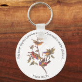 Psalm 118:24 Bijbelverse en gekleurde bundelvogels Sleutelhanger (Voorkant)