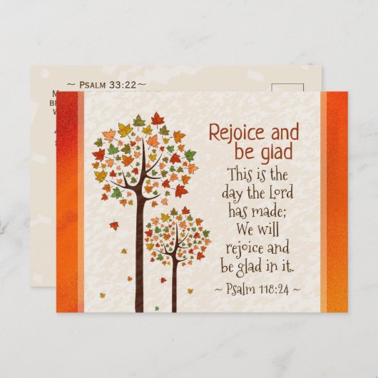 Psalm 118:24 Dit is de dag, herfstbomen Briefkaart (Voorkant / Achterkant)