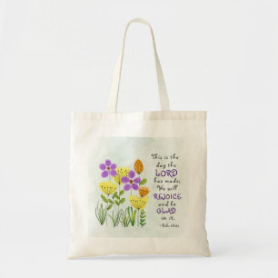 Psalm 118:24 Dit is de dag, Inspirerend Floral Tote Bag