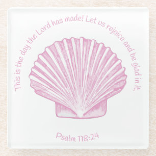 Psalm 118:24 Dit is de Dag met Schelp Glazen Onderzetter
