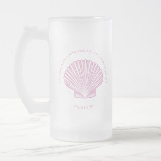 Psalm 118:24 Dit is de Dag met Schelp Matglas Bierpul (Links)