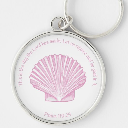 Psalm 118:24 Dit is de Dag met Schelp Sleutelhanger (Voorkant)