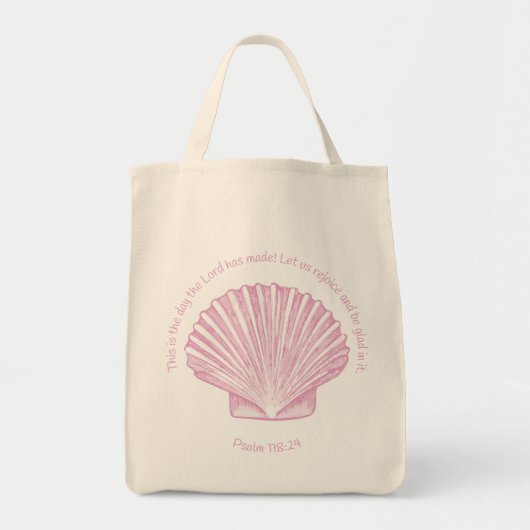 Psalm 118:24 Dit is de Dag met Schelp Tote Bag (Voorkant)