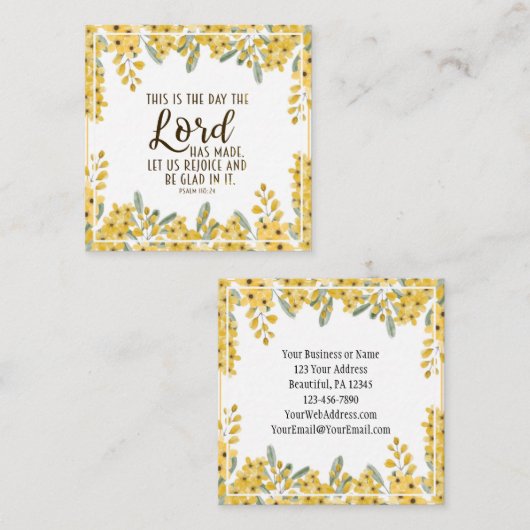 Psalm 118:24 Dit is de Dag van de Heer Vierkante Visitekaartje (Voorkant / Achterkant)