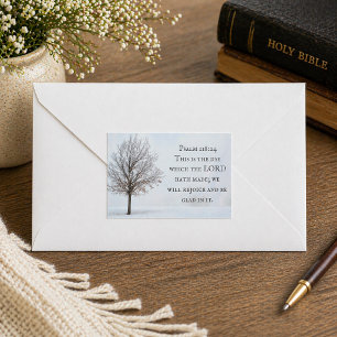 Psalm 118:24 Dit is de Dag Winter Boom Rechthoekige Sticker