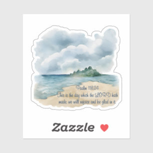 Psalm 118:24 Dit is het bewolkte strandtafereel Sticker
