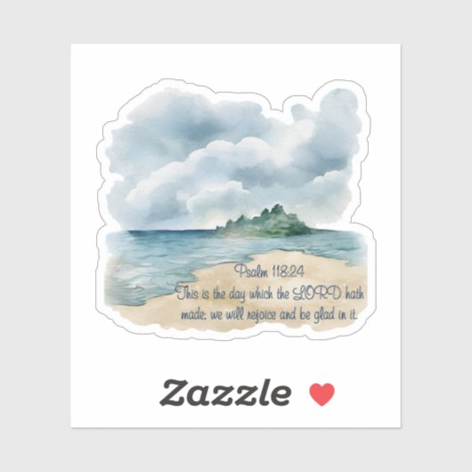 Psalm 118:24 Dit is het bewolkte strandtafereel Sticker (Vel)