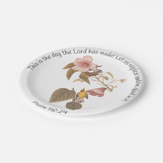 Psalm 118:24 en Blauwe Winged Gele Warbler Bird Papieren Bordje (Gekanteld)