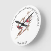 Psalm 118:24 en drie rode vogels ronde klok (Hoek)