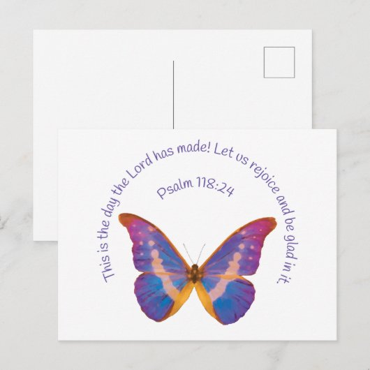 Psalm 118:24 en Waterverf Butterfly Briefkaart (Voorkant / Achterkant)