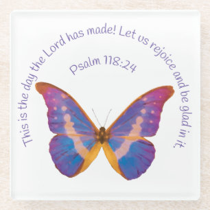 Psalm 118:24 en Waterverf Butterfly Glazen Onderzetter