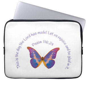 Psalm 118:24 en Waterverf Butterfly Laptop Sleeve