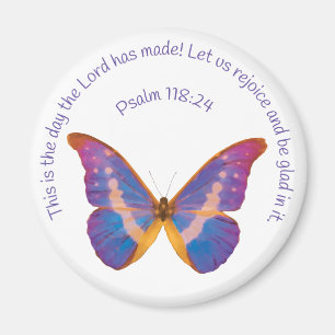 Psalm 118:24 en Waterverf Butterfly Magneet
