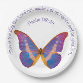 Psalm 118:24 en Waterverf Butterfly Papieren Bordje (Voorkant)