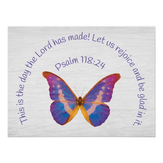 Psalm 118:24 en Waterverf Butterfly Perfect Poster (Voorkant)